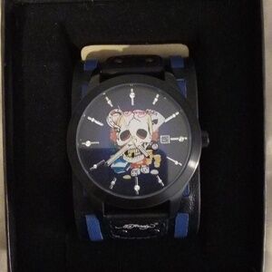 Men’s Ed Hardy Y2K Vintage Watch Black Leather Wristband / Christian Audigier